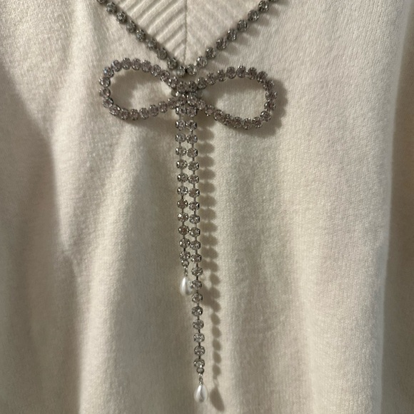 Reversible Ivory Sweater with Beaded Detail - Picture 3 of 3